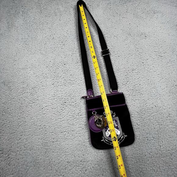 Vintage Juicy Couture Cross Body Bag Mini Purse Black Purple Embroidered Y2K - Picture 12 of 16